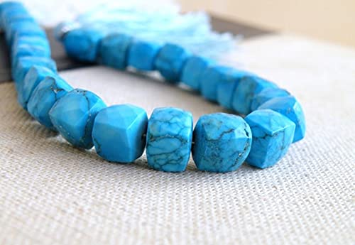 Perles cube turquoise 8mm en howlite pour créer vos bracelets d'été tendance