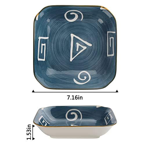 Evannt Porcelain Dessert Salad Plates Set Of 4 Square Ceramic Dinner Plates 7 Inch Janpanese Style Serving Plates Dishes For Appetizer Pasta Snacks Sushi (Square) #TOP4