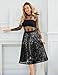 Bridesmay Sequin Pleated Skirts for Women Sparkle High Waisted Flowy A Line Midi Skirt for Evening Party 2025 Black S