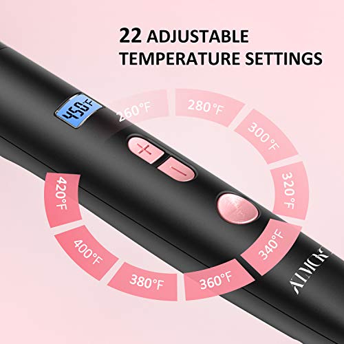 ATMOKO 2 in 1 Curling Wand,Interchangeable Hair Curler Wand Pearl Ceramic barrel with Digital Controls+22 Heat Settings,60min Auto Off Hair Wand Curling Iron for Beach Waves (1-1.5inch)