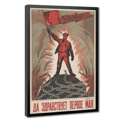 Toile propagande Union soviétique haut de gamme avec cadre bois