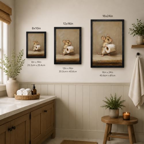 Framed Bathroom Wall Art Cute Mouse With Toilet Paper Pictures Painting by PPV - Used condition - Image 6