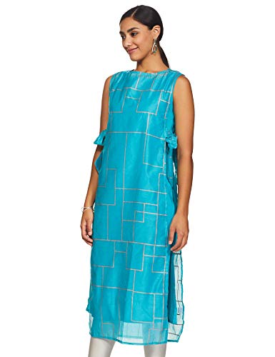 Image of Amazon Brand - Myx Women's Regular Fit Kurta in Poly Chanderi