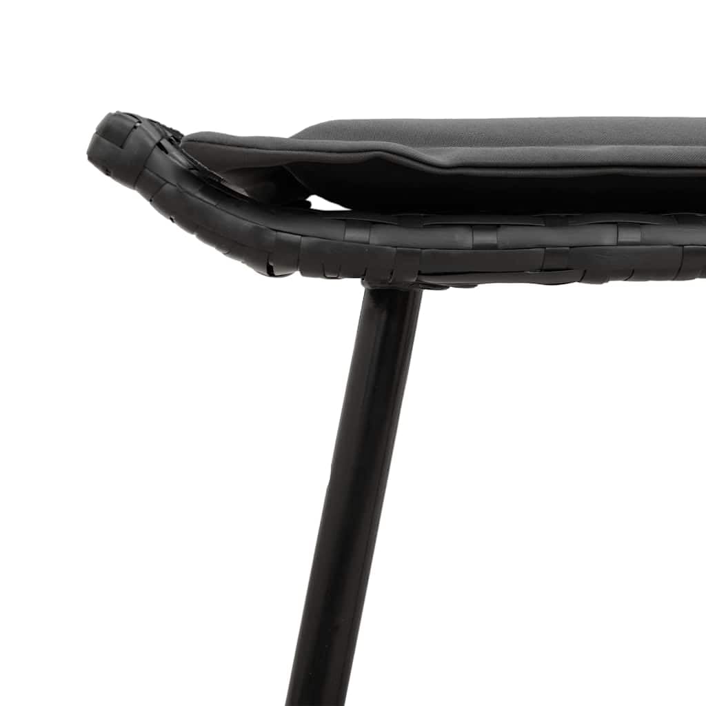vidaXL Sillas de jardín 2 pcs Negras de polirratán, Resistentes a UV, con Asientos cómodos y texturizados. Diseño Moderno para taburetes Simples de Metal, Ideales para tu terraza.
