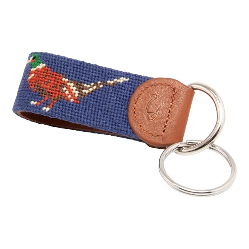 Image of Leather Hand-Stitched Needlepoint Key Fob or Key Chain