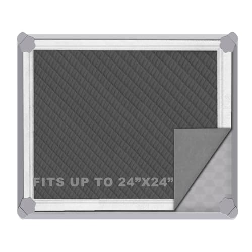 ELEGX Pee Pads Tray Silicone Dog Bedpan Tray, High Edge Puppy Pad Holder Tray for Easy to Clean and Spill Free Dog Bedpan Training Pad Tray with Fixing Buckle (24 INCH x 24 INCH)