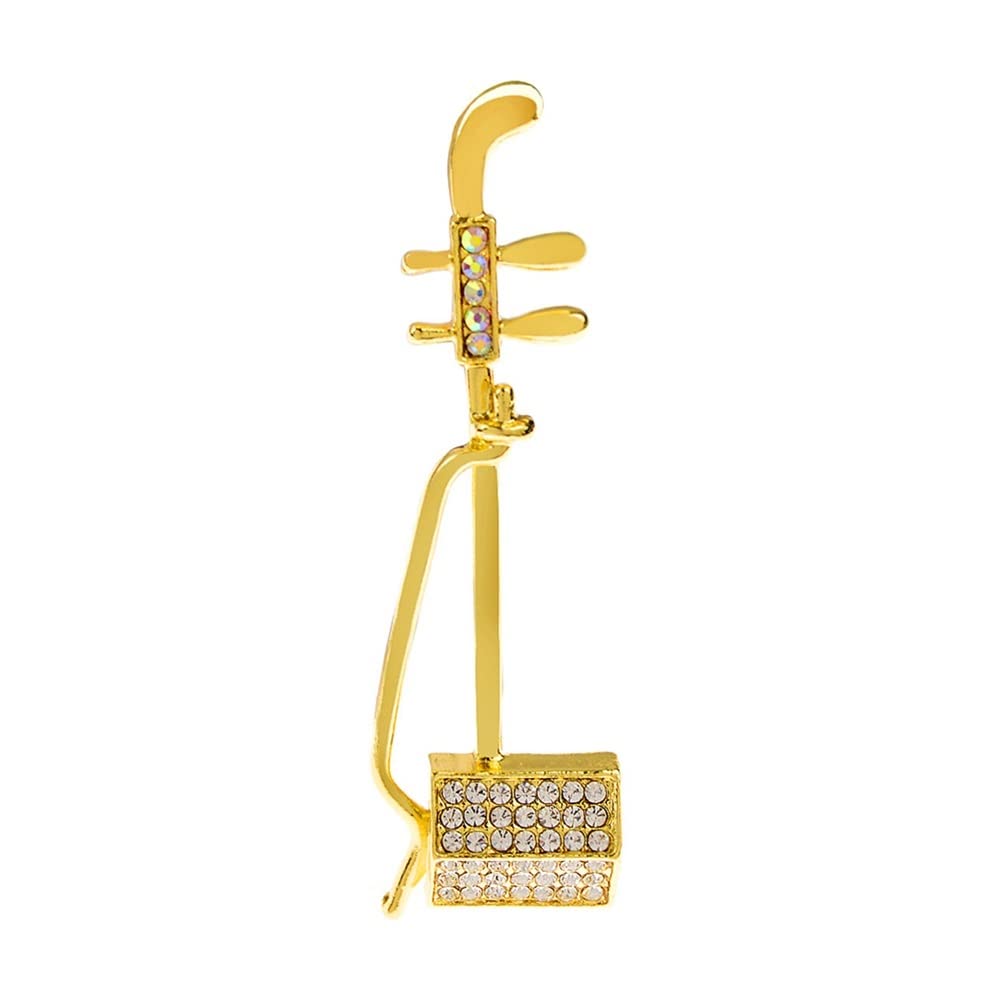 Brosche Strass Hu Qin Broschen for Frauen und Männer Instrument Pin Anzug Schmuck Party Zubehör (Color : Gold, Size : 2.83 inch)