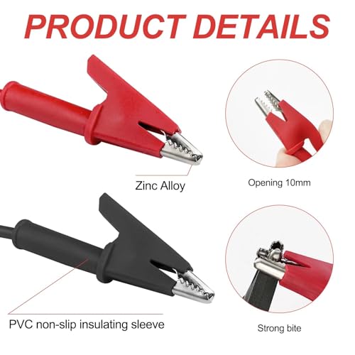Fousenuk Krokodilklemmen Mit Kabel + Prüfsonden, Messspitzen Multimeter, Bananenstecker, Messleitung, Messleitungen, Krokodilklemme, Prüfspitzen Stecker, für Digital Multimeter Elektrische Prüfung