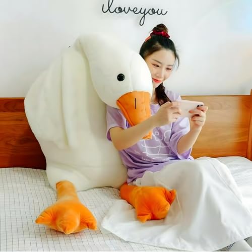 Image of Ryttir Giant Goose Plush - 63 inch Extra Soft Goose Stuffed Animal Hugging Pillow with Rotund Belly,Safety Nursery Decor & Sensory Comfort Toy,Cuddle Companion for Kids(Birthday Gender Neutral Gift)