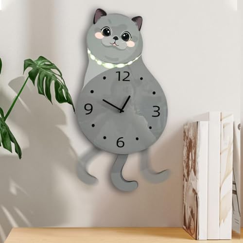 Horloge murale chat silencieuse à queue mobile pour décorer la maison sans bruit
