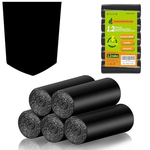 1.2-Gallon Trash Bags Small Garbage-Bags - 100 Counts Disposable Mini Size Biodegradable Unscented Black Bulk Can Liners Tiny Recycling for Kitchen Bathroom Office