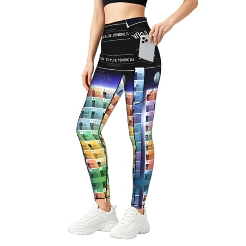 Leggings tabla periódica anti-transparencias con bolsillos para fitness mujer
