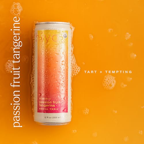 Image of Hiyo Organic Social Tonic- Passion Fruit Tangerine, 12 Pack - N.A. Functional Seltzer, Sparkling Water Crafted with Organic Adaptogens, Nootropics, & Botanicals