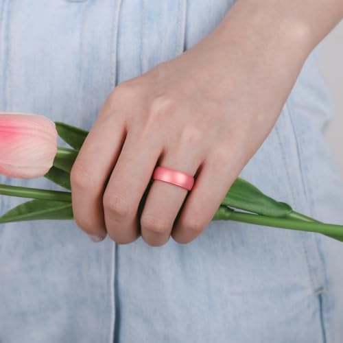 Image of Egnaro 4 /5 /8 Variety Multipack Ergonomic Breathable Bridal Rings Sets, 6mm Wide - 2mm Thick Rubber Wedding bands women, silicone Rings for her with Half Size