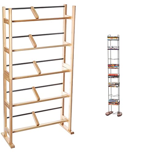 Atlantic Element Media Storage Rack & Wire Frame Media Tower - 93 Dvd Storage Rack, Wide Stable Base, Pn 72212041 In Black Metal And Cherry Wood #TOP29