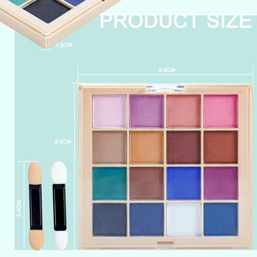 Image of 16 Colors Nail Pigment Powder Palette, Solid Pigment Powder for Nails Set Colored Pigmentos para Unas, Nail Art Palette Manicure DIY Accessories