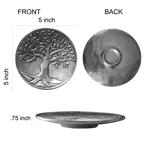 Image of Pure Source India Aluminum Incense Holder for Pooja, Agarbatti Stand with Ash Catcher, Handmade Decorative Burner for Home, Meditation & Gifting, 5 Inch, Pack of 2