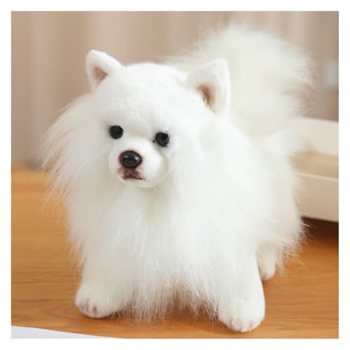 KUKUShining Soft Pomeranian Hund Kuscheltier, 23CM Niedliches Welpen Plüschtier Stofftier Kinder Ideal für gemütliches Spielen und Schlafzimmerdekoratio(WhitePome)