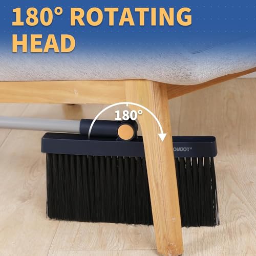 BOOMJOY Broom and Dustpan Set, 54 Inch Adjustable Long Handled Dustpan and Brush Set with Comb Teeth for Indoor Outdoor Garden Home Patio Yard Kitchen Cleaning and Sweeping