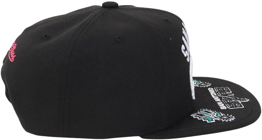 Mitchell & Ness San Antonio Spurs New Front Loaded Black Snapback Hat Cap