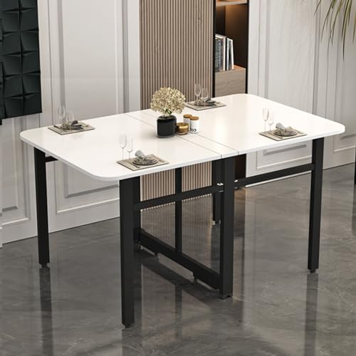 Foldable Dining Table Space-Saving Drop-Leaf Kitchen Table Adjustable Height Extendable Table for Small Spaces Versatile Multifunctional Furniture for Kitchen & Bedroom (Color:)