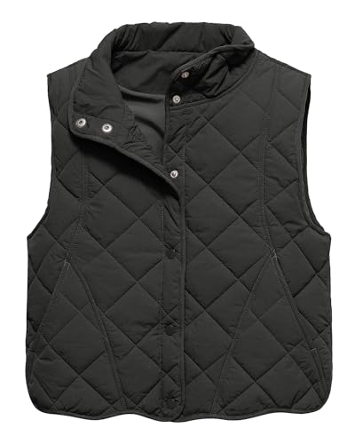 Gacaky Women's Puffer Vest Sleeveless Button Down Outerwear Warm Quilted Lightweight Down Winter Jackets Coats