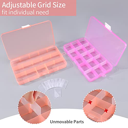 Opret Jewelry Organizer(4 Pack), Small Plastic Jewelry Box(15 Grids) With Movable Dividers Earring Storage Containers, Size 6.9×3.9×0.9In #TOP3
