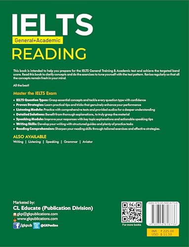Image of GKP IELTS 2025 Academic + General Test: Reading Book by Career Launcher