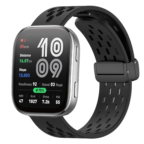 Lamshaw Amazfit bip 6�p�o���h 20mm 22mm �N�C�b�N�����[�X�ʋC�� �\�t�g�V���R�� �X�|�[�c�o���h �����p�X�g���b�v Amazfit�X�}�[�g�E�H�b�`�ɑΉ� (�u���b�N�A20mm�T�C�Y�̃o���h)