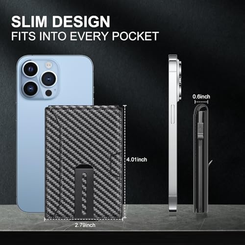 Mens Wallet Front Pocket Bifold Fashion Slim Wallets for Men with Money Clip (Carbon)4