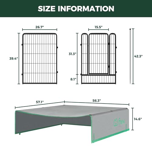 Image of FXW Rollick Unleashed Dog Playpen for Indoor, Yard, RV Camping, 40 inch 16 Panels Dog Pen with Sun Shade for Medium and Large Dogs, Black│Patented