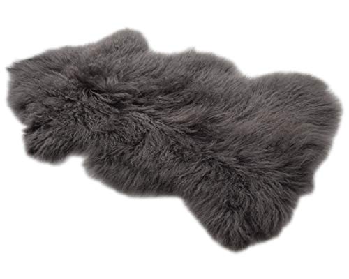 Naturasan Piel de cordero tibetano, de alta calidad, suave y sedosa, decorativa, alfombra (gris)