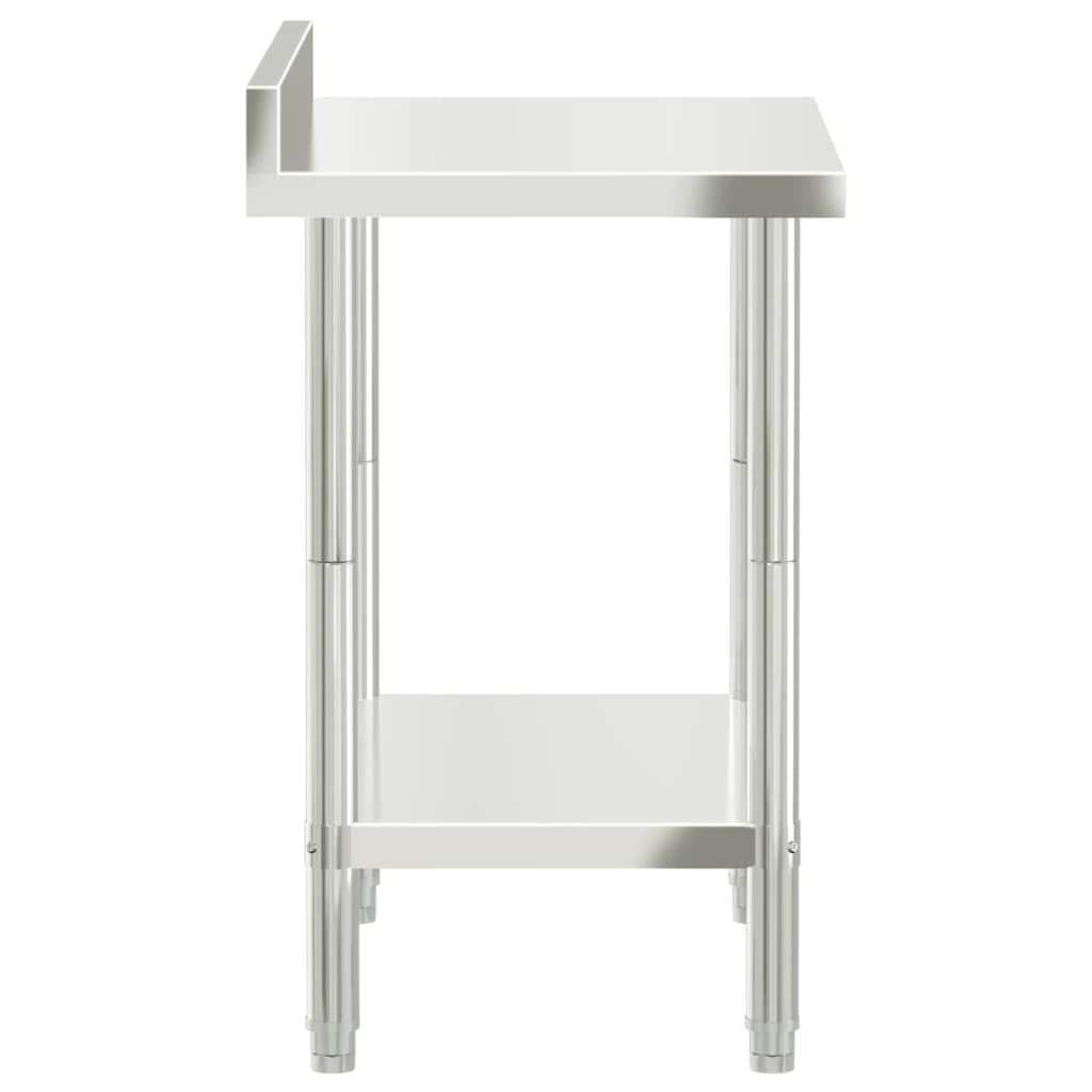 vidaXL Mesa Trabajo Cocina y Salpicadero, Banco de Preparación de Alimentos, Encimera de Catering, Mesa para Restaurante Escuela, Acero Inoxidable