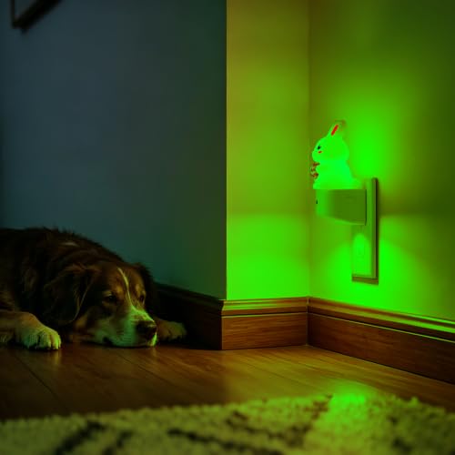 Image of DORESshop LED Night Light for Kids, Bunny Night Lights Plug into Wall, 8 Colors+ Soft White 3000K Nightlight, Dusk to Dawn Sensor, Nightlights for Kids Room, Bedroom, Birthday Gift, 2 Packs
