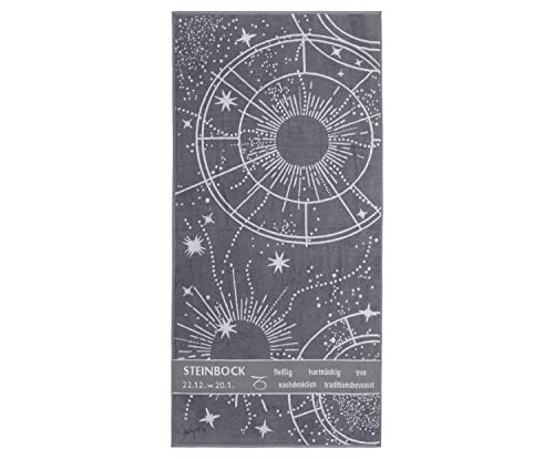 Gözze - Fluffy Sauna Towel with Zodiac Star Sign Design, Capricorn, 100% Cotton - 80 x 180 cm, Anthracite/Silver - Image 2