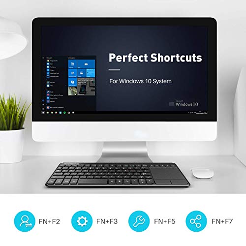 VicTsing Wireless Touchpad Keyboard, 2.4Ghz USB Mini Wireless TV Trackpad Keyboard for Tablet MacBook Windows Computer Gaming Device, Black