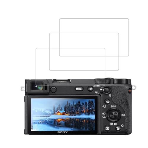 Gomass �X�N���[���v���e�N�^�[ Sony Alpha A6600 A6400 A6300 A6100 A6000 A5000 NEX-7 NEX-6�p �d�x0.3mm 9H �����K���X 3���p�b�N