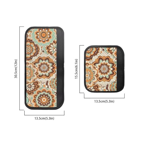 Image of 6 Pcs Refrigerator Microwave Door Handle Covers Electrical Appliances Handle Protector Keep Clean and Protected from Oil Stains, Fingerprints, Liquids, Bohemian Floral Green Orange