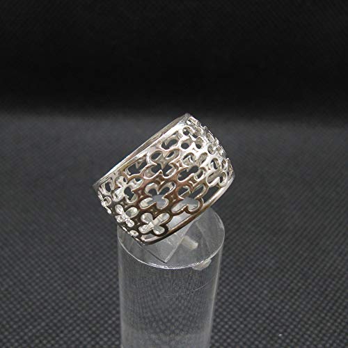 Bague en argent faite main style bohème avec fleurs 14mm - 3
