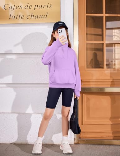 Image of Arshiner Girls Half Zip Sweatshirt Fleece Quarter Zip Pullover Sweatshirts | Fall Fashion Clothes for Teen Girls with Thumb Hole for 5-16 Years