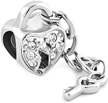 LovelyJewelry Heart Lock and Key Key to My Heart Charm Beads For Bracelet