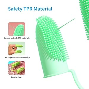 Dog Fingerbrush 2pack Two Finger Toothbrush Kit Cat Tooth Brushing Kit 135° Surround for Easy Teeth Cleaning, Double-Finger Toothbrush Dental Care for Puppies, Cats and Small Pets