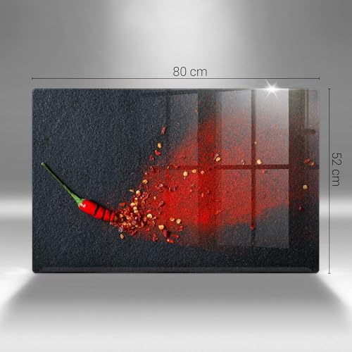 Planche à Découper Induction Wallfluent 80x52cm en Verre Décor Piment - 7