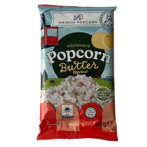 フランス産 ポップコーンの素 80g 3個セット 電子レンジ専用 (80g, バター風味)