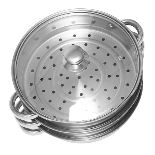 Faitout vapeur multifonction grande capacité en inox à double oreille