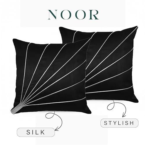 Image of Noor Silk Cushion Covers Pack of 7 | 16x16 Inches, Black