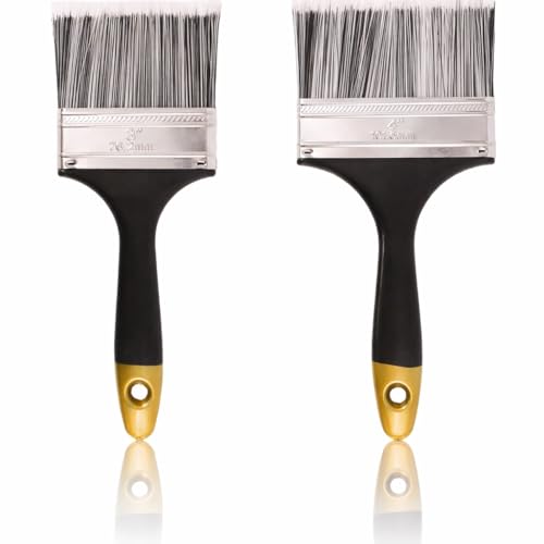 2pc 3 & 4 Paint Brushes | Large Paint Brushes Ideal for Emulsion & Gloss Paint Walls Ceilings Woodwork Metal Decorating Sheds Varnishing Decking & Staining