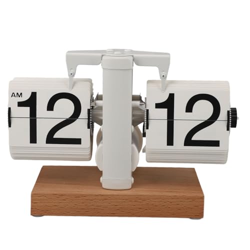 MUNEFE Flip Desk Clock, Digital Flip Clock, Auto Flip Clock, Suitable for Any Environment from Home to Office (White Page)