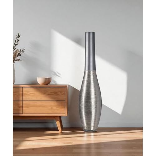 GILDE Grand Vase décoratif, de Sol, Taille XL, en céramique, Moderne, sur Pied, Hauteur : 73 cm, diamètre : 17 cm, idéal comme Cadeau pour Femme, fête des mères