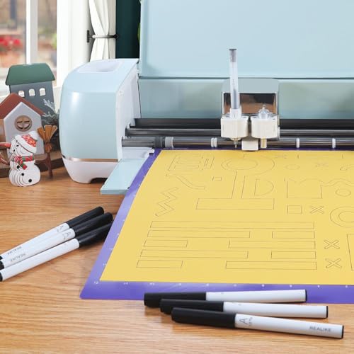 Image of REALIKE Variety Pens for Cricut Maker 3 /Maker 4 /Maker /Explore 3 /4 /5 /Air 2 /Air,Black Pens Set of 7Pack Include Fine Point Pen,Glitter Gel, Marker, Calligraphy Writing Drawing Pens